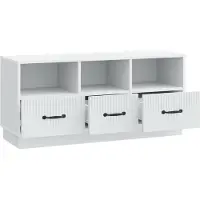 vidaXL Meuble TV avec tiroirs, blanc, 102 x 34,5 x 47 cm, aggloméré
