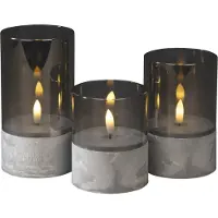 Konstsmide Kerzen 3er-Set smokey 1819-300 grey 1819-300 6h Timer D8 H10/12,5/15cm (3x)