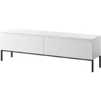 Selsey Meuble TV Bemmi - Buffet bas, blanc avec pieds noirs, 150 cm