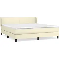 vidaXL Lit boxspring avec matelas, couleur crème, 160 x 200 cm, simili cuir