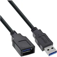 Intos 35610 Câble USB 3.0, A prise / prise femelle, noir, 1m