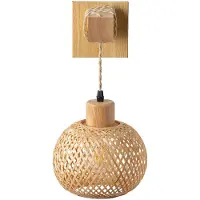 Alpinaluz Applique murale LUMA en bois et rotin, applique murale suspendue de style bohème avec douille E27 pour chambre, salon et couloir