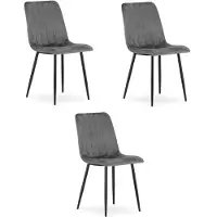 Leobert Chaise Valora LAVA en velours gris foncé, lot de 3 | Trio de chaises gris foncé à l'esthétique épurée