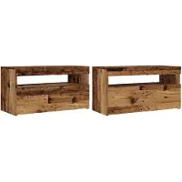 vidaXL Armoires TV avec lampes LED 2 pcs. Aspect vieux bois Matériaux dérivés du bois