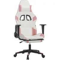 vidaXL Chaise de jeu avec repose-pieds Blanc et rose Similicuir