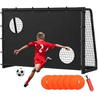 OEM But de football en acier galvanisé, dimensions 240 x 160 x 86 cm, avec filet en polyéthylène, conçu pour une utilisation extérieure