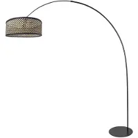 Steinhauer Lampadaire Curve noir avec abat-jour en rotin Ø 50cm