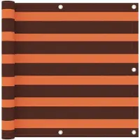 OEM Store de balcon 90 x 300 cm - Tissu Oxford - Rayures orange et marron - Résistant aux intempéries - Rideau haute intimité avec œillets en aluminium - Cordon de 12 m inclus