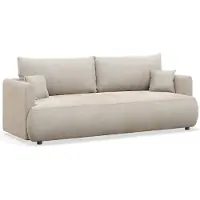 Selsey Ovo Mini - Canapé-lit 3 places avec coffre de lit, velours Easy-Clean, crème