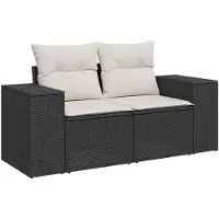 vidaXL Canapé de jardin avec coussins 2 places noir poly rotin