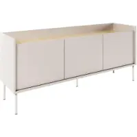 Selsey Tovi - Meuble TV 3 portes, 140 cm, gris cachemire / Meuble finition chêne