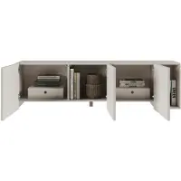 Selsey Arkadia - Buffet TV 3 portes avec façades fraisées, gris cachemire 175 cm