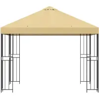 vidaXL Tente de jardin 3 x 3 m, couleur crème, polyester et acier, 190 g/m²