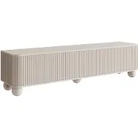 Selsey Arvello Armoire TV rainurée sur pieds sphériques, greige, 163 cm