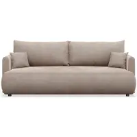 Selsey Ovo Mini - Canapé-lit 3 places avec coffre de lit, velours Easy-Clean, beige