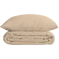 Atmosphera Parure de lit 3 pièces Landiha en percale Beige - 240 x 220 cm