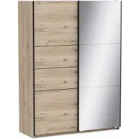 CALICOSY - Armoire 2 portes coulissantes dont 1 miroir L148 cm - LINE