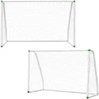 OEM 2 buts de football en PVC avec filet de rebond, 180 x 120 x 80 cm, pour le jardin et les jeux en plein air, blanc