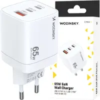Wozinsky Gan Cgwcw 65W Usb-A / 2 X Usb-C chargeur secteur - Blanc