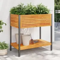 Prolenta Maison Exclusive - Jardinière avec espace de rangement, 80x45x80 cm, en bois massif d'acacia et en acier