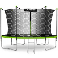 Neo-Sport Trampoline de jardin de 404 cm de long avec filet intérieur et échelle