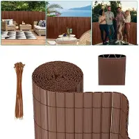 OEM Brise-vue privé 1,6 x 5 m en PVC, en forme de W, pour balcon et jardin, résistant au vent et aux intempéries, résistant aux UV, marron