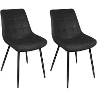 Supfine Ensemble de 2 chaises de salle à manger, chaise de cuisine avec revêtement en velours, couleur noire