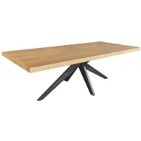 Meublorama Table de salle à manger AZMA – MDF placage chêne et métal – 240 cm – Style moderne