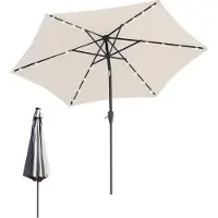 OEM Parasol de jardin de 2,7 m avec éclairage LED – Parasol de balcon et de terrasse pour les soirées, couleur crème