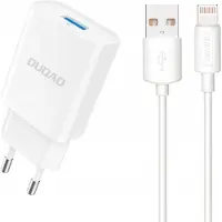 Dudao A4Eu Chargeur réseau Usb-A 2.1A - Blanc + Câble Usb-A - Lightning