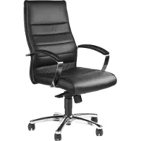 Topstar Siège de bureau pivotant, assise L x P x H 480 x 500 x 420-550 mm, dossier 680 mm de haut, mécanisme basculant, cuir noir, accoudoirs inclus