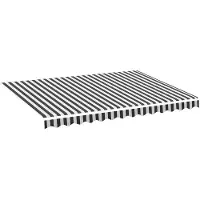 OEM Housse universelle pour auvent - 3,5 x 2,5 m - rayures grises et blanches - polyester résistant aux UV avec revêtement enPolyuréthane- protection solaire imperméable - avec doublure en non-tissé