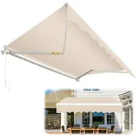 OEM Parasol en aluminium pour terrasse ou balcon, beige, 350 x 300 cm