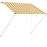 OEM Tente fabriquée à la main - Parasol de balcon et de terrasse - 150 x 150 cm - Rayures jaunes et blanches - Résistant aux UV et hydrofuge - Parasol à bras articulé réglable