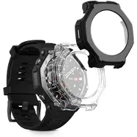 Kwmobile Étui en verre double couche pour Amazfit T-Rex3 Pro 48 mm - Kit d'étui en verre intégral pour tracker d'activité - Noir transparent