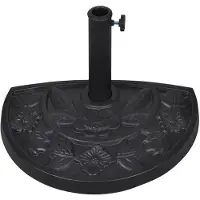 OEM Parasol demi-rond - 9 kg - Résine et acier - Noir - Pour balcon et fixation murale - Avec adaptateurs 38/48 mm - Résistant au vent