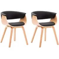 Syfax Chaises à manger lot de 2 noir bois courbé et similicuir
