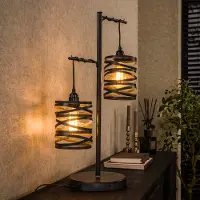 Lyora Lampe de table de campagne Spindle 2x E27 - gris ardoise