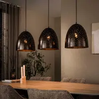 Lyora Lampe pendante de salle à manger Kosmos 3L - E27 - Marron urbain