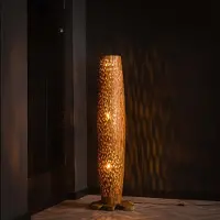 Lyora Lampe de sol en bois Bars Teck - 145 cm - Ø 40 cm