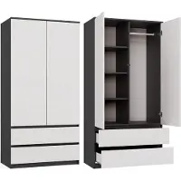 Brak Armoire d'entrée 90 cm TAAVI - anthracite / blanc
