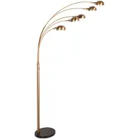 Mexlite - lampadaire - Pentra - bronze - marbre métal - lampe arquée - E14 - 4855BR