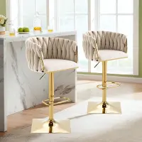SUCCESS COURIER Tabouret de bar en velours, pivotant à 360°, réglable en hauteur, avec dossier et repose-pieds ; tabouret de comptoir, tabouret de cuisine, chaise de salle à manger, tabouret de bar