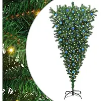 vidaXL Arbre de Noël artificiel renversé avec set de boules vert 210 cm PVC