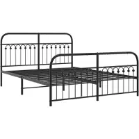 Syfax Cadre de lit métal sans matelas avec pied de lit noir 150x200cm