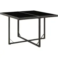 vidaXL Gartentisch Schwarz 109x107x74 cm Poly Rattan und Glas