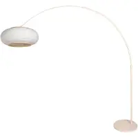 Steinhauer Lampe à arc brun sable Silva Alba avec une teinte blanche Ø60cm