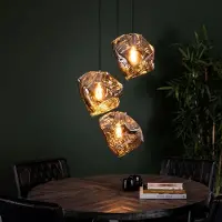 Lyora Lampe pendante moderne Rock 3 lumières - verre chromé