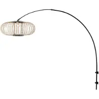Steinhauer Lampe murale noire Sparkled Light avec une teinte en bambou Ø60 cm