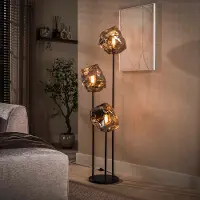 Lyora Lampadaire moderne Rock 3 lumières - verre chromé